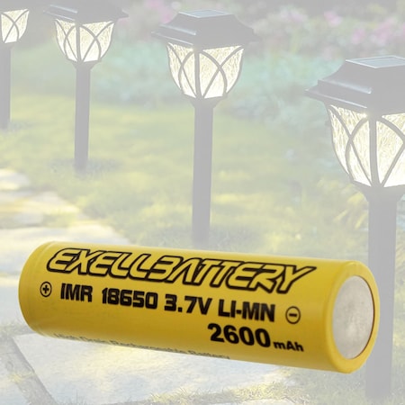 Exell Battery 3.7V 18650 3.7V Li-Ion 2600mAh Rechargeable Solar Light FLAT TOP Battery EBLI-18650C26_SOLAR